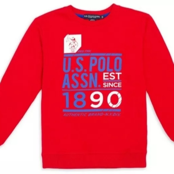 U.S. Polo Assn. Boy's Red Horse Logo Sweater round neck Size XL (14/16) - Picture 1 of 3